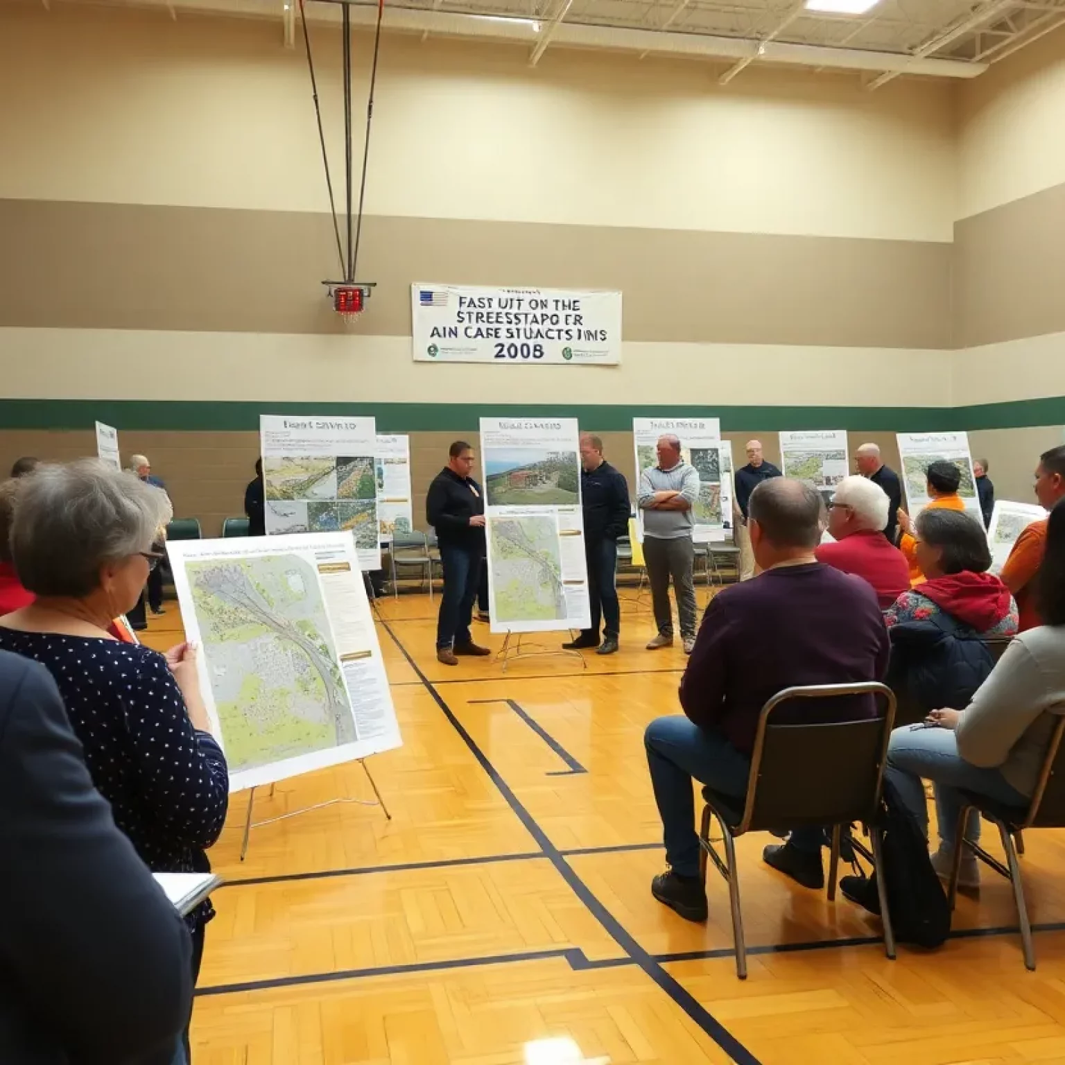 Residents discussing streetscape improvements at Lady's Island Middle School