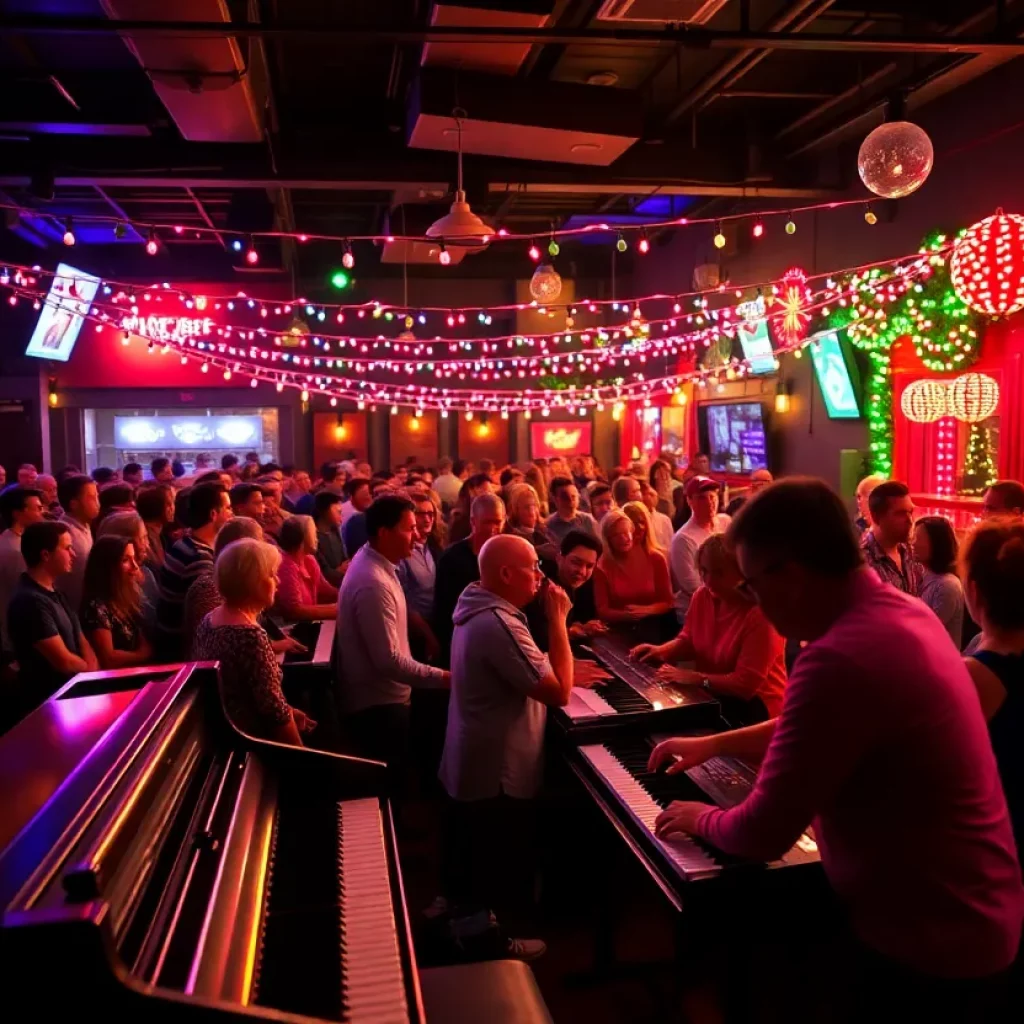 Audience enjoying a dueling pianos performance in Beaufort