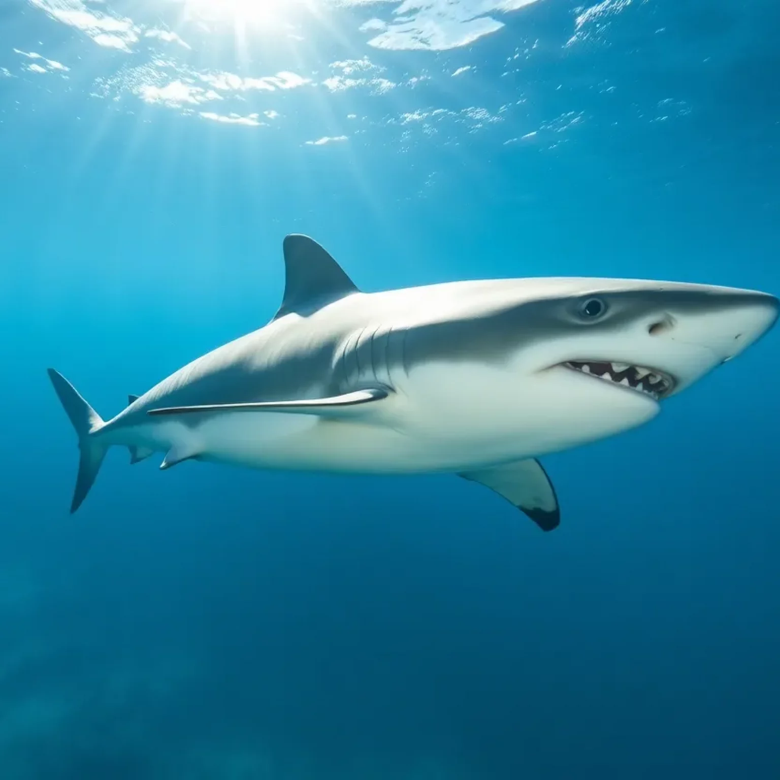 Great white shark swimming near Hilton Head Island