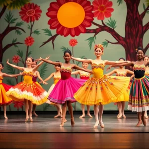 Dancers performing a ballet inspired by Gullah culture and Jonathan Green's art.