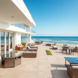 View of a newly renovated beachfront resort on Hilton Head Island