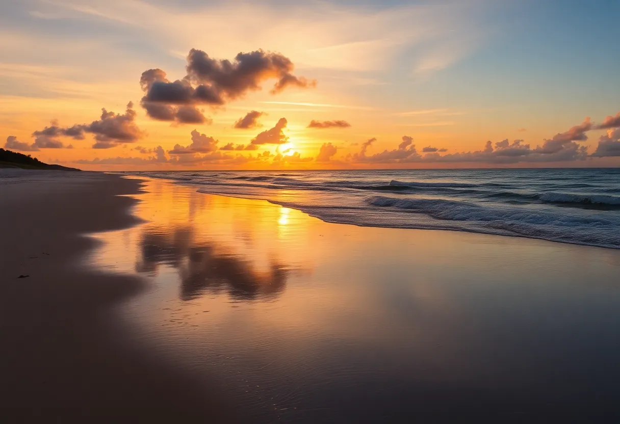 Scenic view of Hilton Head Island beach during sunset