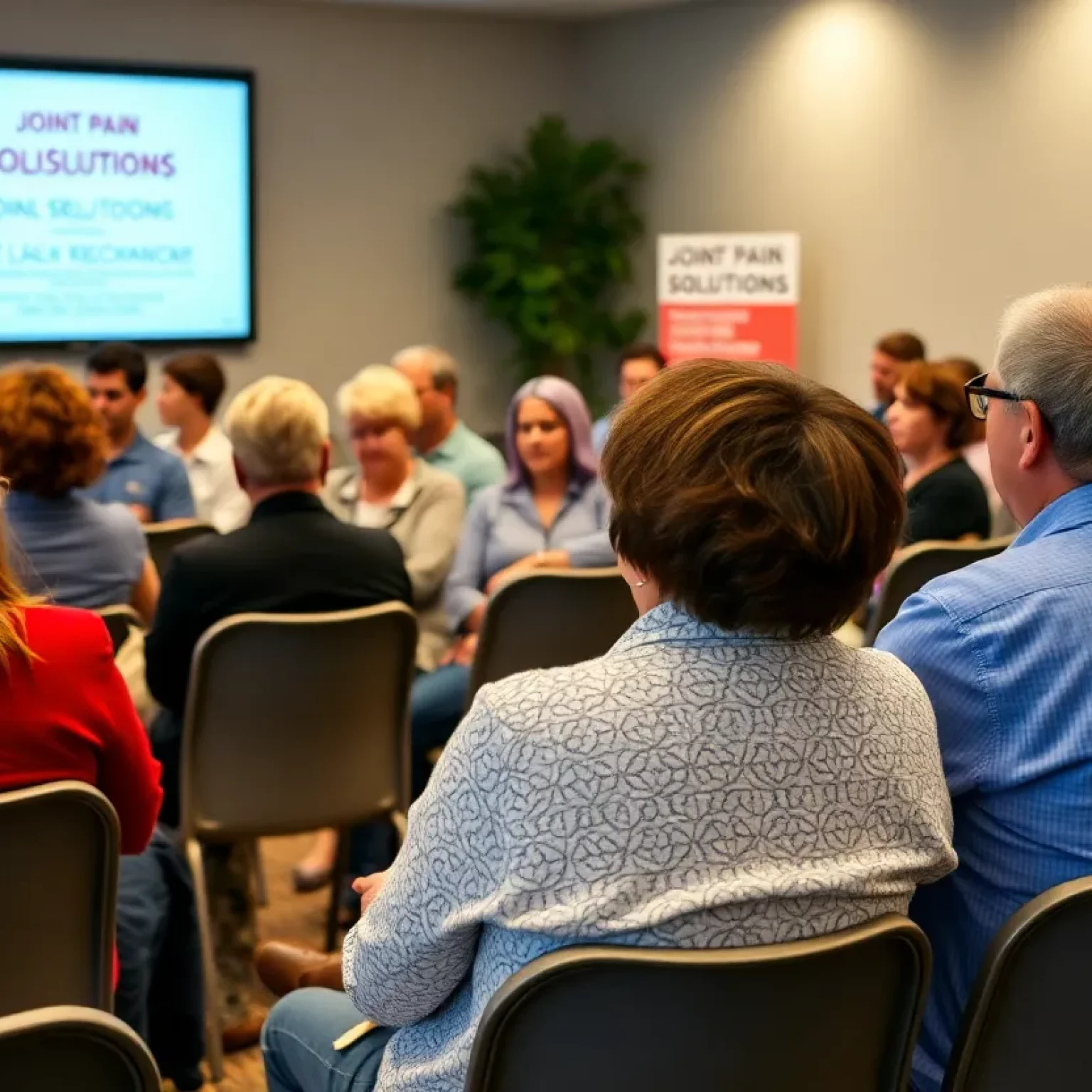 Participants engaged in a seminar about joint pain solutions