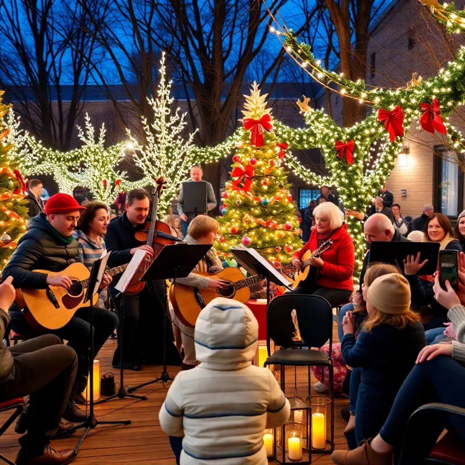 Families enjoying a Christmas concert outdoors in Port Royal