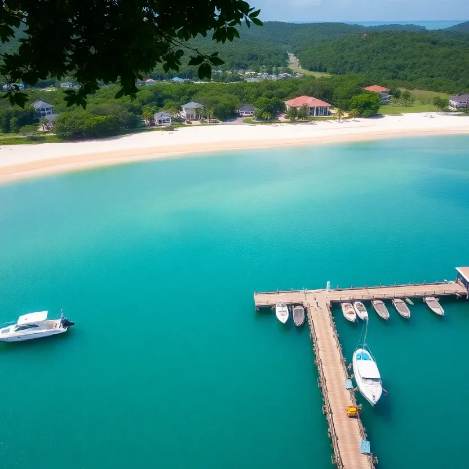 View of newly reopened Sands Beach Boat Landing with boats floating in water