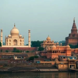 Famous attractions in Uttar Pradesh including the Taj Mahal and Ram Temple