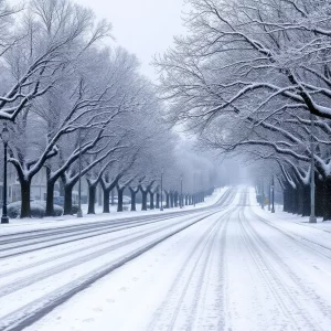 Snow and icy roads in the Lowcountry during a winter storm