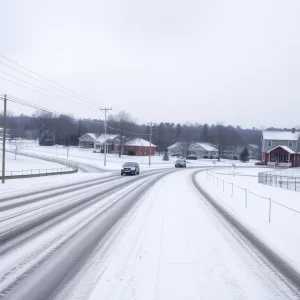 Snow-covered streets in Beaufort and Jasper Counties during winter weather