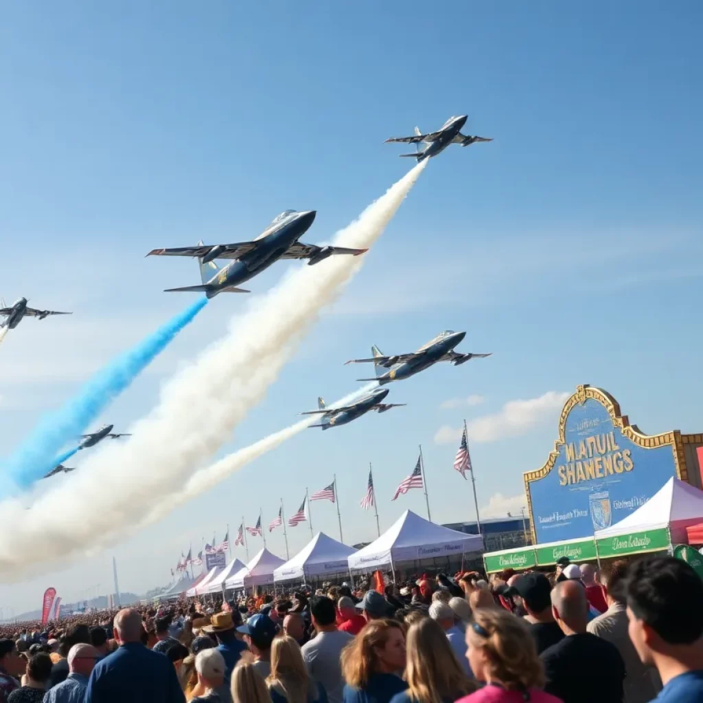 Aerial performance during Beaufort Air Show with crowds below