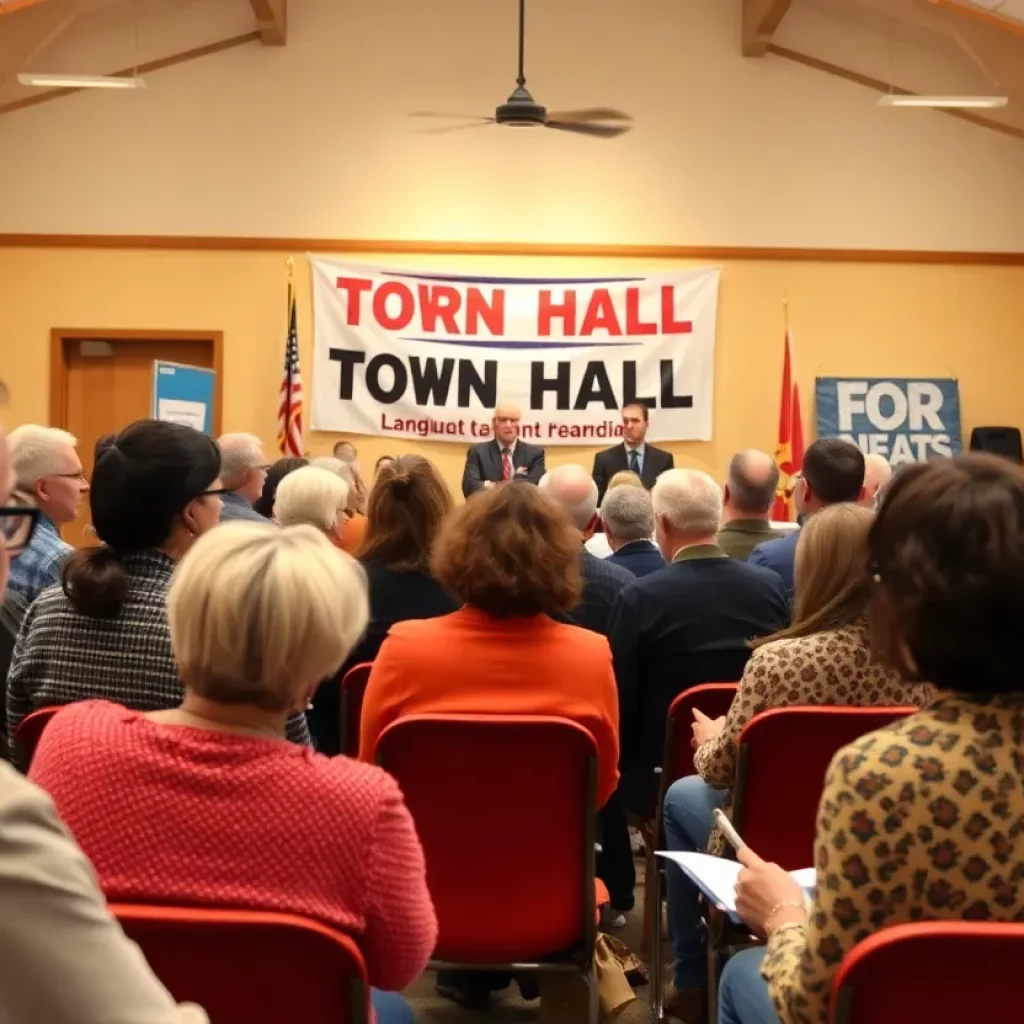 Residents engage in a town hall meeting in Beaufort