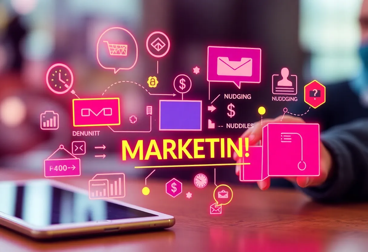 An illustrated depiction of behavioral economics principles applied to digital marketing strategies.