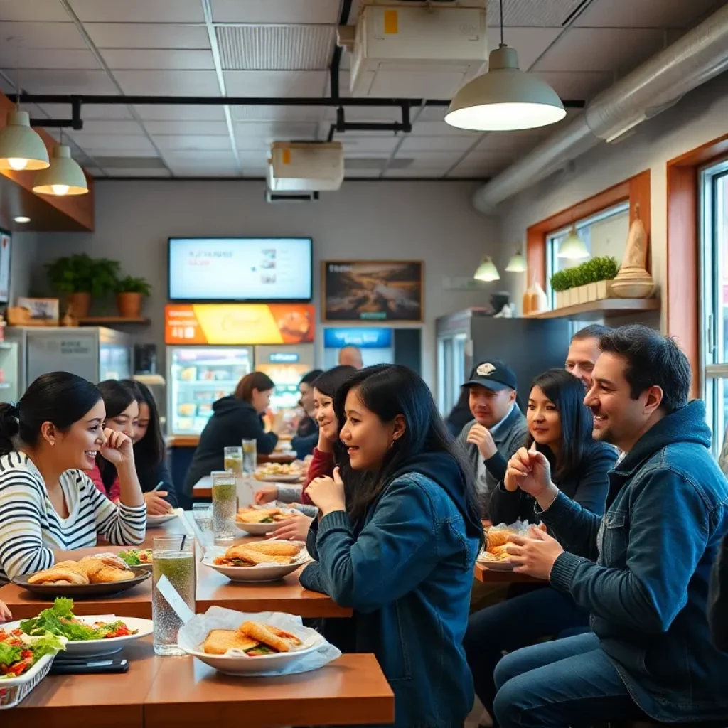Interior view of Groucho's Deli in West Ashley showcasing customers enjoying their meals