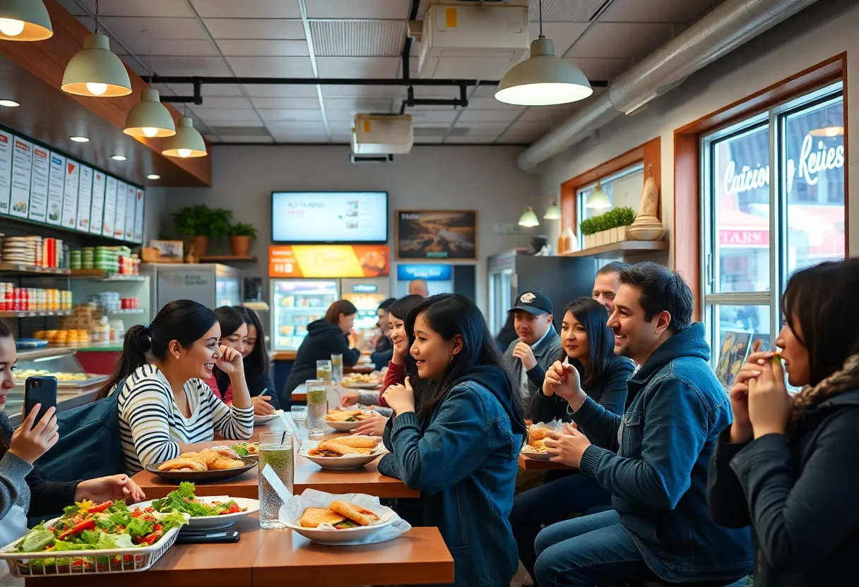 Interior view of Groucho's Deli in West Ashley showcasing customers enjoying their meals
