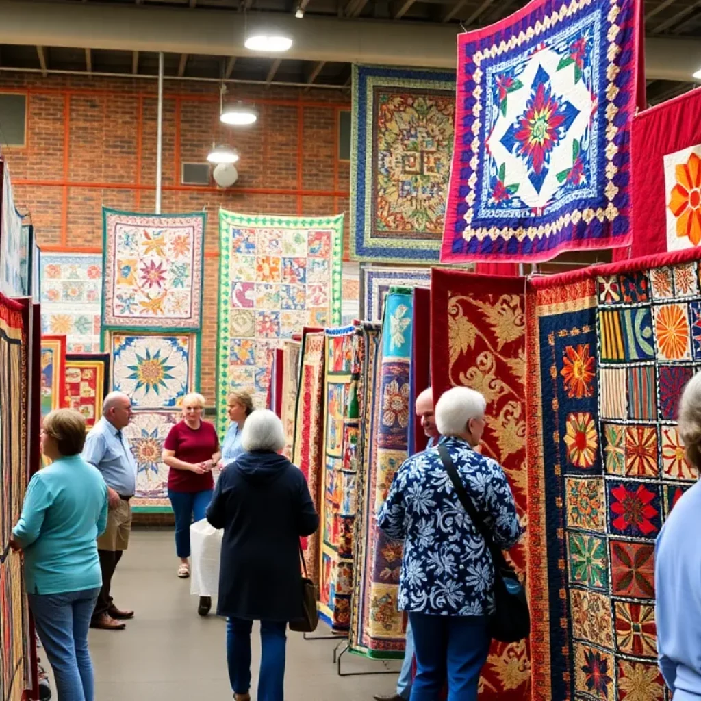 Colorful quilts displayed at the Southern Comforts quilt show